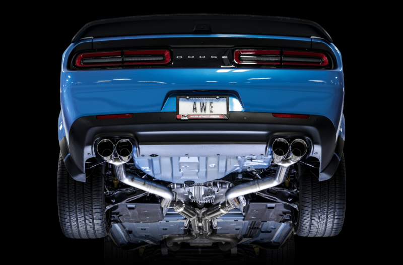AWE Tuning 2015+ Dodge Challenger 6.4L/6.2L SC Track Edition Exhaust - Quad Chrome Silver Tips - 3015-42136