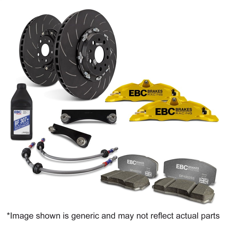 EBC Racing 99-04 Honda S2000 AP1 Yellow Apollo-4 Calipers 330mm Rotors Front Big Brake Kit - BBK040YEL-2