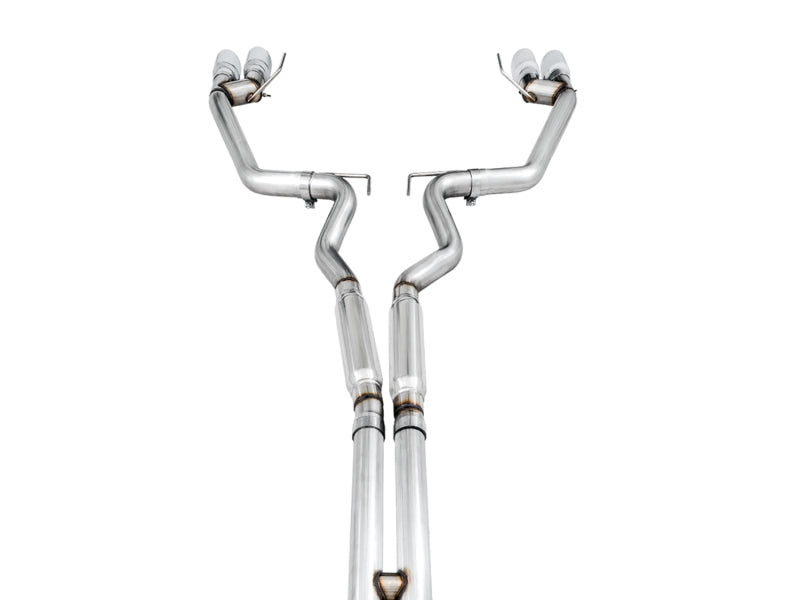 AWE Tuning 2018+ Ford Mustang GT (S550) Cat-Back Exhaust - Track Edition (Quad Chrome Silver Tips) - 3020-42064