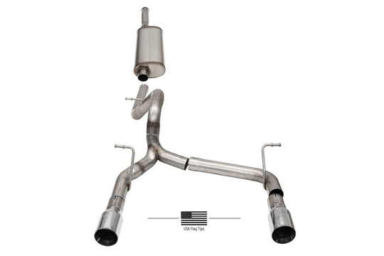 Corsa 2018-2025 Jeep Wrangler JLU 3.6L 2.75in Sport Cat-Back Exhaust w/ American Flag Tips - 21124USA