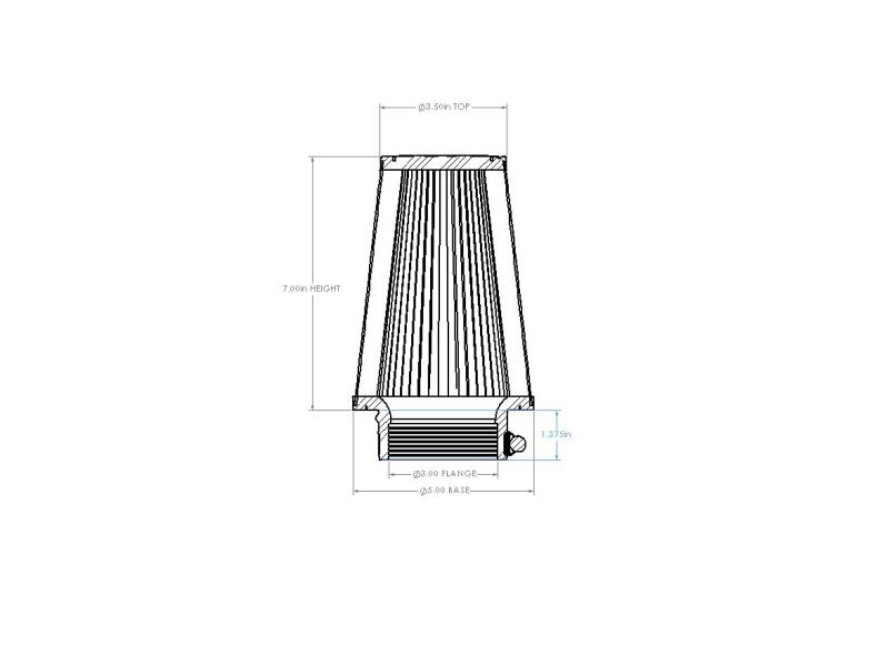 aFe POWER Universal Clamp-On Air Filter w D2 Dura-Dry Media 3in F x 5in B x 3-1/2in T x 7in H - 21-30003V