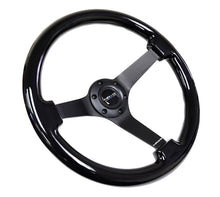Load image into Gallery viewer, NRG Reinforced Steering Wheel (350mm / 3in. Deep) Black w/Black Chrome Solid 3-Spoke Center - RST-036BK-BK