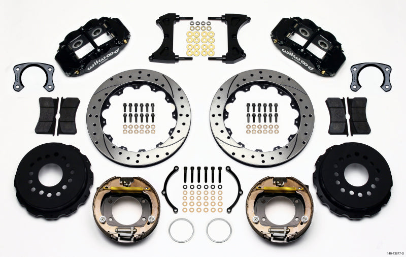 Wilwood Narrow Superlite 4R Rear P-Brk Kit 12.88in Drilled Big Ford New Style 2.50in Off Stag Mount - 140-13677-D