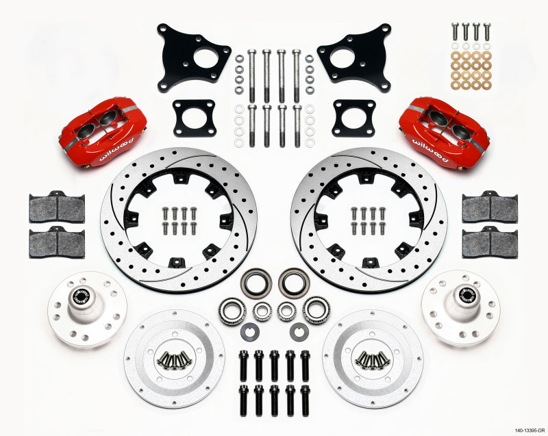 Wilwood Forged Dynalite Front Kit 12.19in Drilled Red AMC 71-76 OE Disc w/o Bendix Brakes - 140-13395-DR