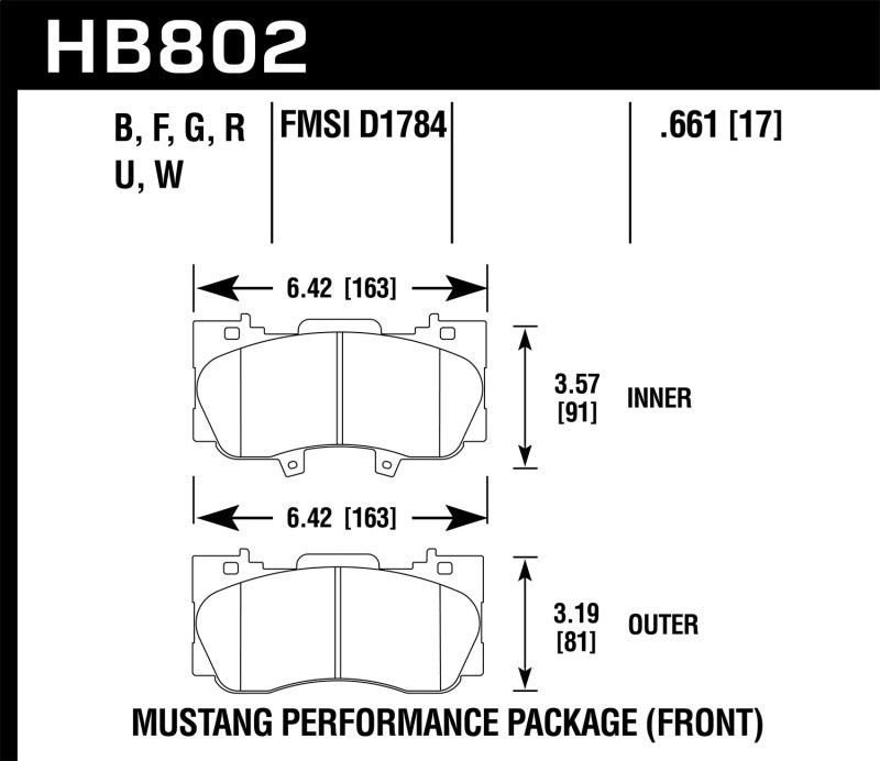 Hawk 15-17 Ford Mustang GT DTC-70 Race Front Brake Pads - HB802U.661
