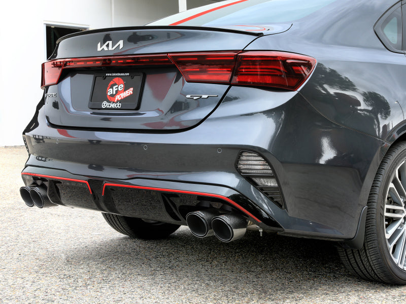 aFe 22-24 Kia Forte GT 1.6L 3in-2.5in 304 Stainless Steel Axle-Back Exhaust w/ Carbon Fiber Tips - 49-37039-C