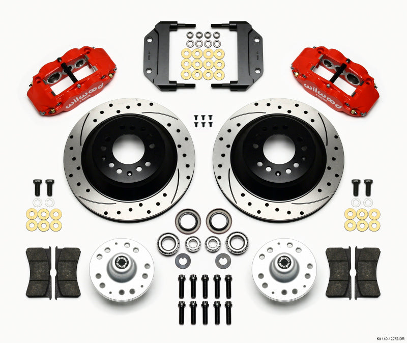 Wilwood Narrow Superlite 6R Front Hub & 1PC Rtr Kit 12.88in Drilled -Red Magnum Force Drop Spindle - 140-12272-DR