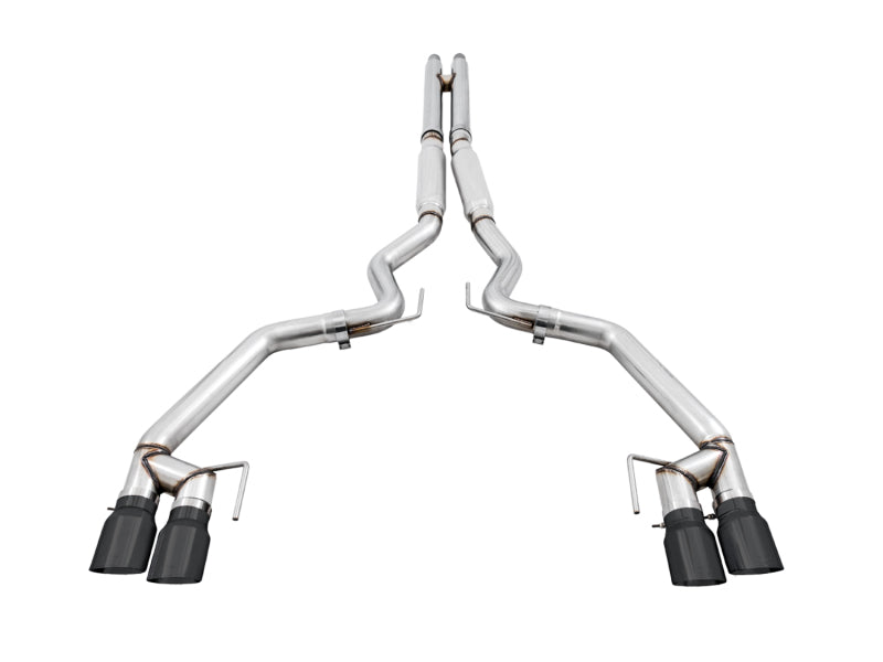 AWE Tuning 2018+ Ford Mustang GT (S550) Cat-Back Exhaust - Track Edition (Quad Diamond Black Tips) - 3020-43072