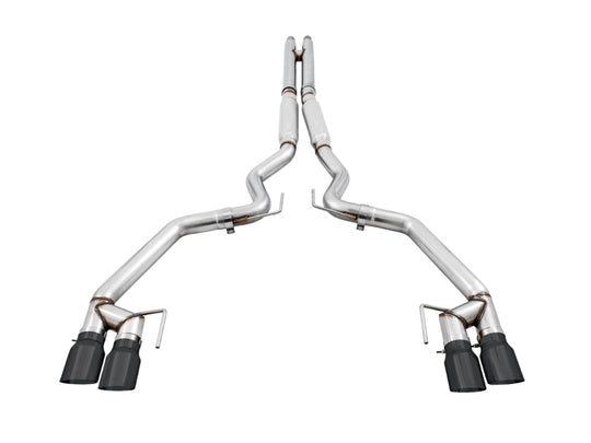 AWE Tuning 2018+ Ford Mustang GT (S550) Cat-Back Exhaust - Track Edition (Quad Diamond Black Tips) - 3020-43072