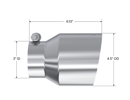 MBRP Universal Stainless Steel Dual Wall Tip 4.5in OD/3in Inlet/6.13in L - T5180