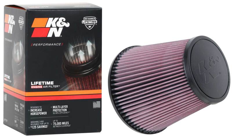 K&N Universal Clamp-On Air Filter 3-7/8in FLG / 7-1/2in B / 5in T / 7in H - RU-1029