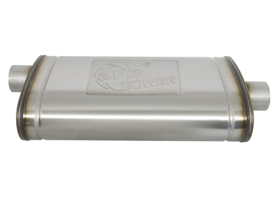 aFe MACHForce XP SS Muffler 3in Center Inlet / 3in Offset Outlet 22in L x 11n W x 6in H Body - 49M00016