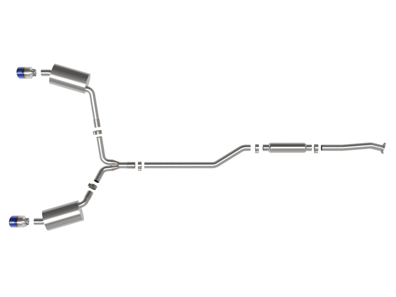 aFe 09-14 Acura TSX L4 2.4L Takeda 2-1/2in to 2-1/4in 304 SS Cat-Back Exhaust System w/BlueFlame Tip - 49-36629-L
