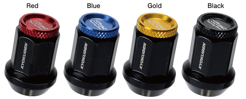 Project Kics Kyokugen Lug Nut Set (20) 12x1.25 Black Aluminum w/Blue Cap - WHP3KU