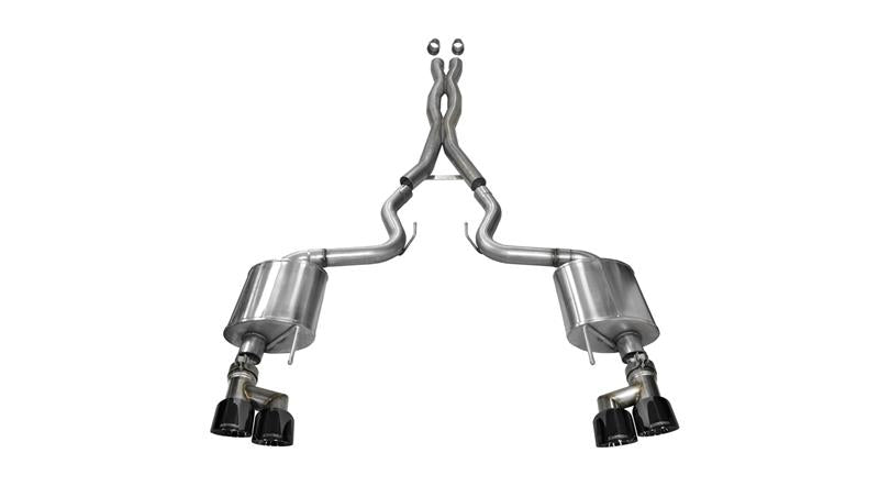 Corsa 2015-2017 Ford Mustang GT 5.0 3in Cat Back Exhaust Black Quad Tips (Sport) - 14337BLK