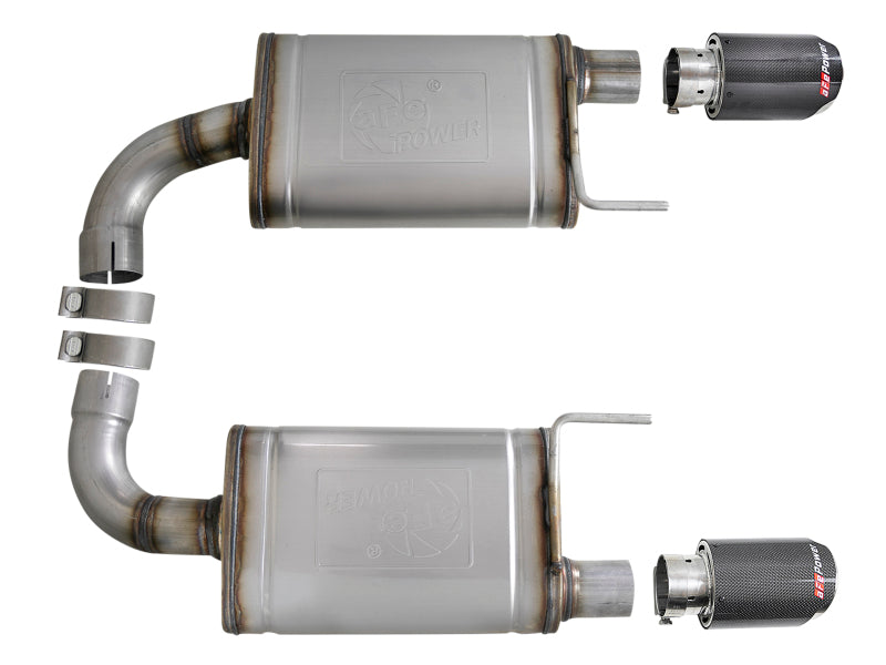 aFe MACH Force Xp SS Axle Back Exhaust System w/ Carbon Fiber Tips 15-17 Ford Mustang GT V8-5.0L - 49-43105-C