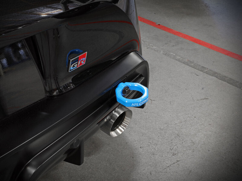 aFe Control Rear Tow Hook Blue 20-21 Toyota GR Supra (A90) - 450-721002-L