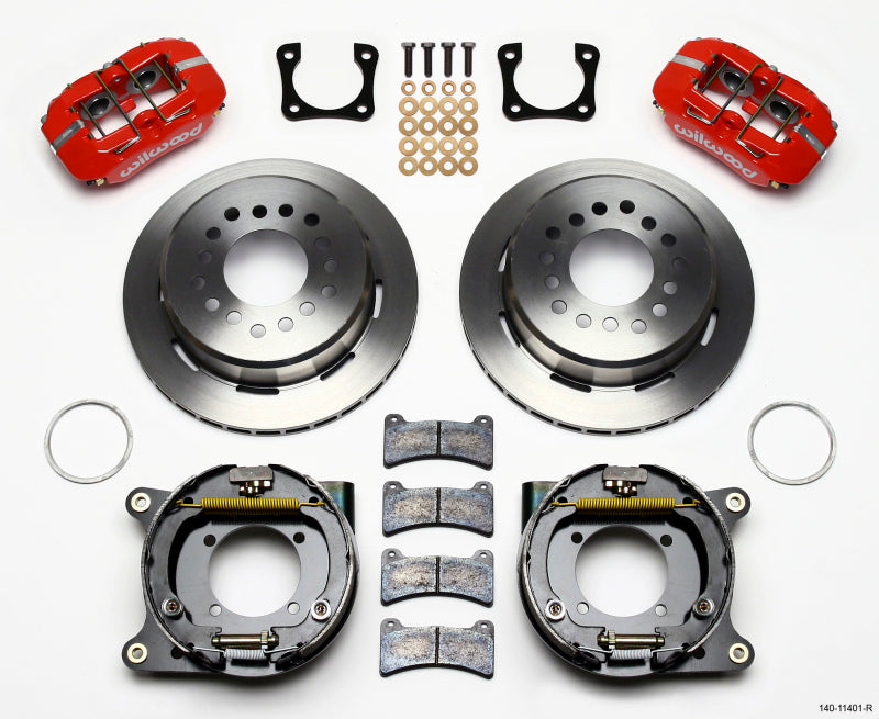 Wilwood Dynapro Low-Profile 11.00in P-Brake Kit - Red Chevy 12 Bolt Spcl 2.81in Offset - 140-11401-R