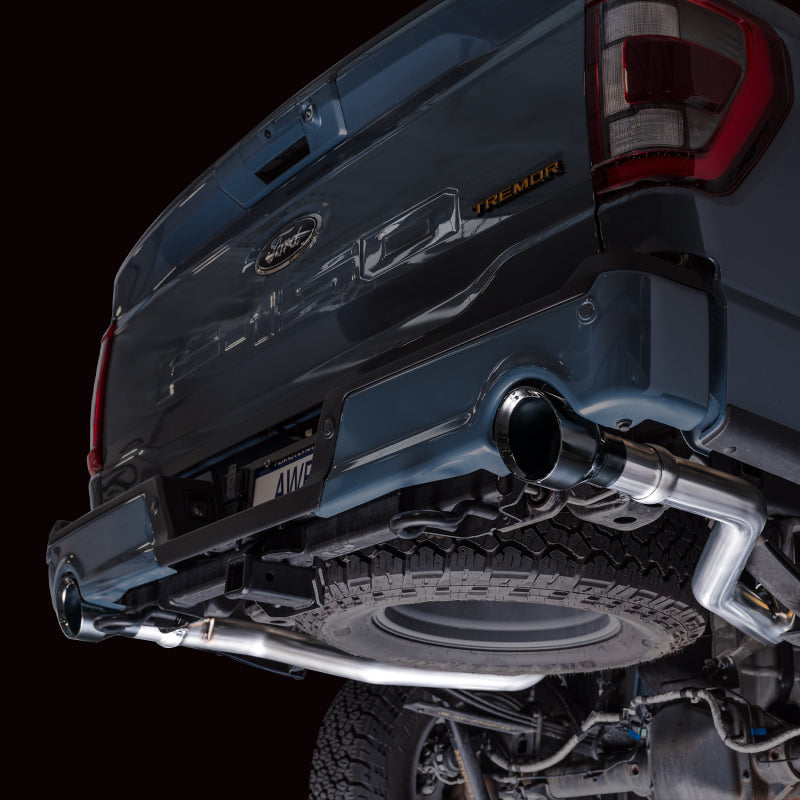 AWE Tuning 2021+ Ford F-150 Tremor (w/ Bumper Cutouts) 0FG Resonated Cat-Back - Diamond Black Tips - 3015-33402