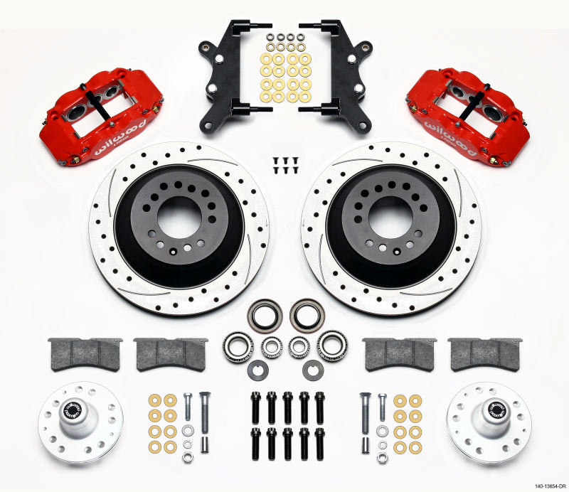 Wilwood Narrow Superlite 6R Frt Hub & 1PC Rtr Kit 12.88in Drilled -Red 60-68 Ford/Mercury Full Size - 140-13654-DR