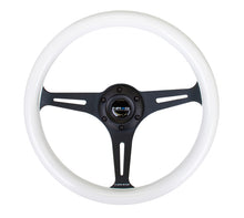 Load image into Gallery viewer, NRG Classic Wood Grain Steering Wheel (350mm) Glow-In-The-Dark Blue Grip w/Black 3-Spoke Center - ST-015BK-GL/BL
