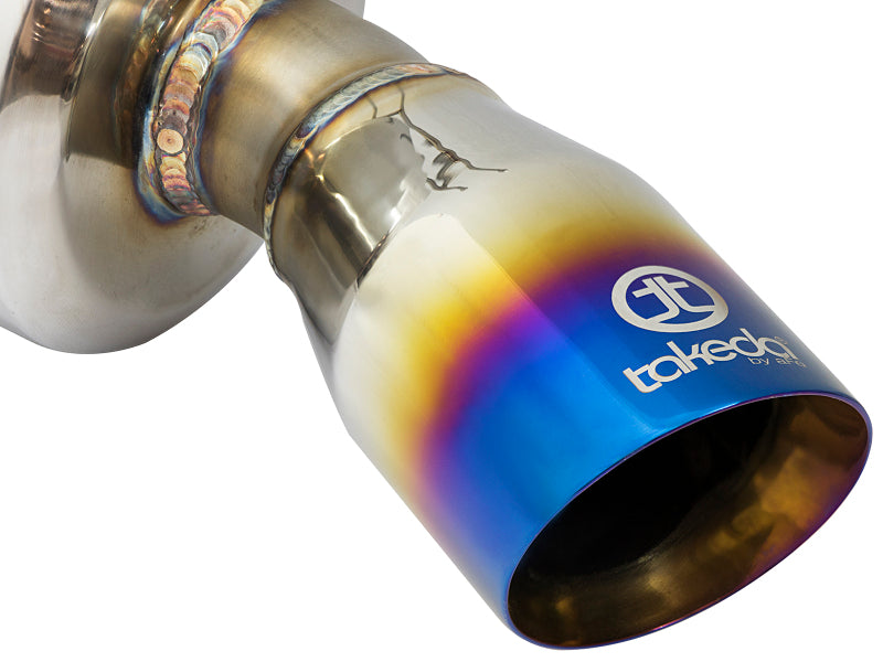 aFe POWER Takeda 16-17 Honda Civic I4-1.5L (t) 2.5-2.25in 304 SS CB Dual-Exit Exhaust Blue Tips - 49-36615-L