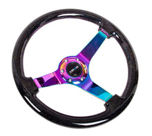 Load image into Gallery viewer, NRG Reinforced Steering Wheel (350mm / 3in. Deep) Classic Blk Sparkle w/4mm Neochrome 3-Spoke Center - RST-036BSB-MC