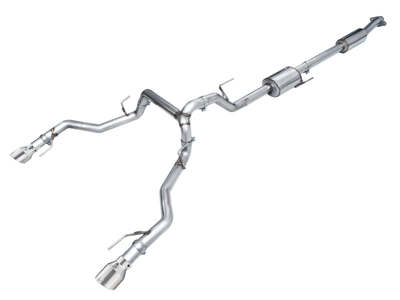 AWE Tuning 2021+ Ford F150 Tremor w/ Bumper Cutouts 0FG Resonated Cat-Back w/ Chrome Silver Tips - 3015-32402
