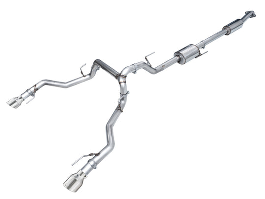 AWE Tuning 2021+ Ford F150 Tremor w/ Bumper Cutouts 0FG Resonated Cat-Back w/ Chrome Silver Tips - 3015-32402
