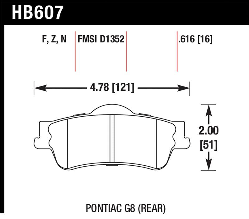 Hawk 08-09 Pontiac G8 3.6 Base/6.0 Performance Ceramic Street Rear Brake Pads - HB607Z.616