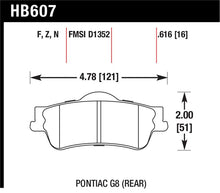 Load image into Gallery viewer, Hawk 08-09 Pontiac G8 3.6 Base/6.0 Performance Ceramic Street Rear Brake Pads - HB607Z.616