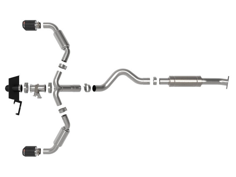 aFe 23-24 Toyota GR Corolla L3 1.6L (t) Gemini XV 3in to 2-1/2in CatBack Exhaust w/Carbon Fiber Tips - 49-36067-C