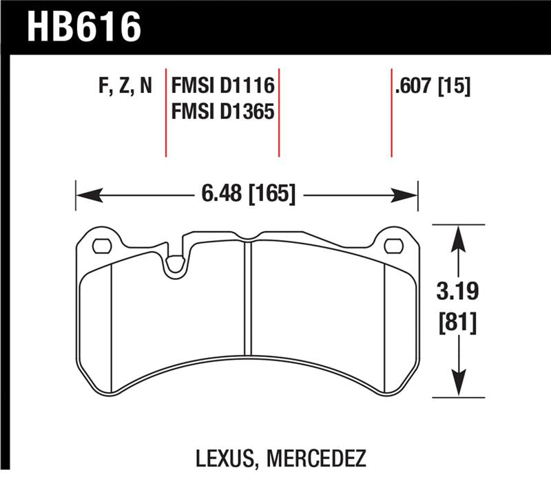 Hawk 08-09 Lexus IS-F HP+ Street Front Brake Pads - HB616N.607