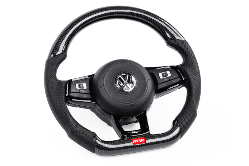 APR 15-26 Volkswagen Golf R/GTI/Jetta (MK7) Carbon Fiber/Silver Stitch Steering Wheel (Non Paddles) - MS100206