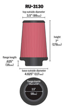Load image into Gallery viewer, K&amp;N Filter Universal Rubber Filter 3 1/2 inch Flange 4 5/8 inch Base 3 1/2 inch Top 7 inch Height - RU-3130