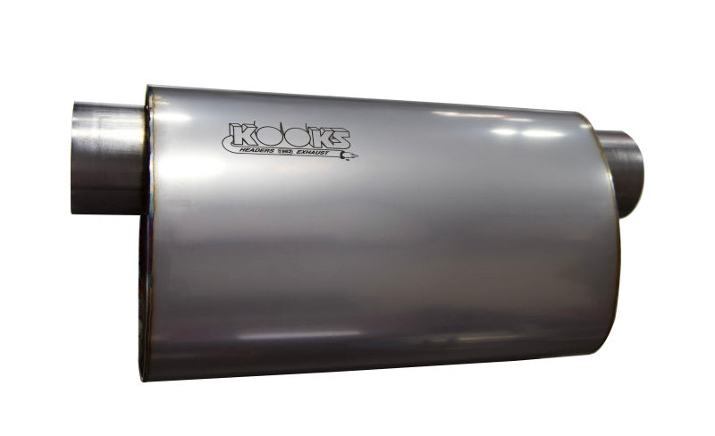 Kooks 3in Oval Offset/Offset (Same Side) Muffler 14in Long Body Stainless Steel - MUF-014