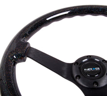Load image into Gallery viewer, NRG Reinforced Steering Wheel (350mm / 3in Deep) Classic Blk Sparkle Wood Grain w/Blk 3-Spoke Center - RST-036BSB-BK