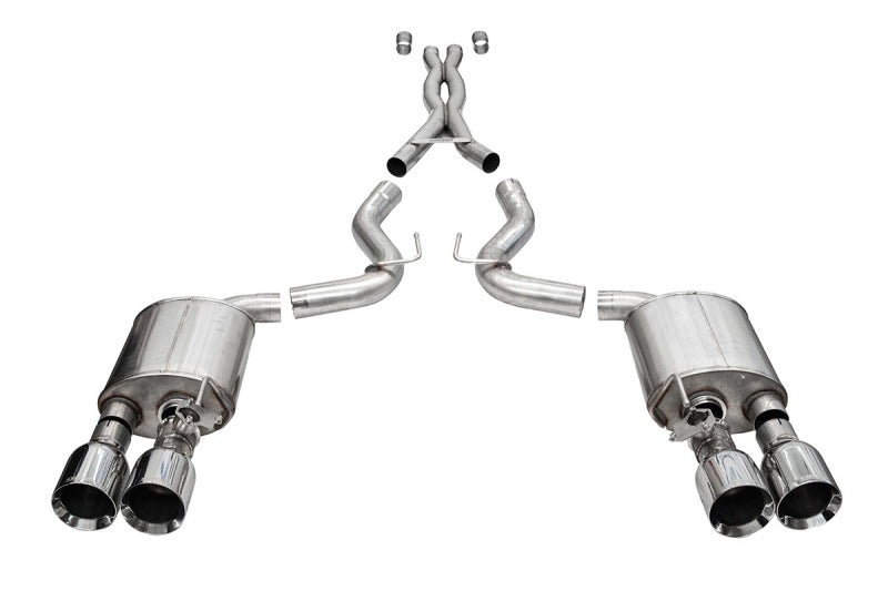 Corsa 20-22 Ford Mustang GT500 3.0in Dual Rear Exit Catback w/ Twin 5.0in Pol. Straight Cut Pro Tip - 21292