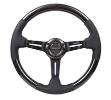 Load image into Gallery viewer, NRG Carbon Fiber Steering Wheel (350mm / 1.5in. Deep) Leather Trim w/Blk Stitch &amp; Slit Cutout Spokes - ST-010CFBS