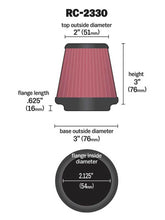 Load image into Gallery viewer, K&amp;N Universal Chrome Filter 2 1/8 inch FLG / 3 inch Bottom / 2 inch Top / 3 inch Height - RC-2330