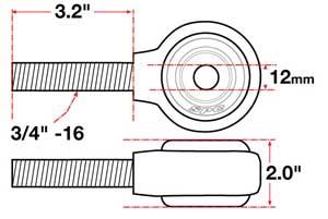 SPC Performance xAxis Sealed Flex Joint RH 3/4in-16x12mm BH x 2in W - 15732