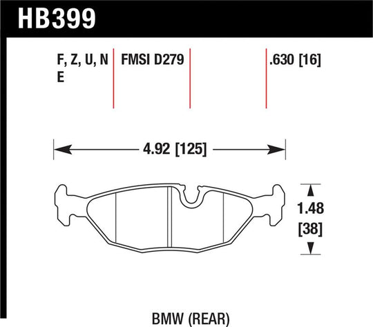 Hawk 84-4/91 BMW 325 (E30) HT-10 Rear Race Pads (NOT FOR STREET USE) - HB399S.630