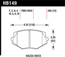 Load image into Gallery viewer, Hawk 1994-1997 Mazda Miata HPS 5.0 Front Brake Pads - HB149B.505