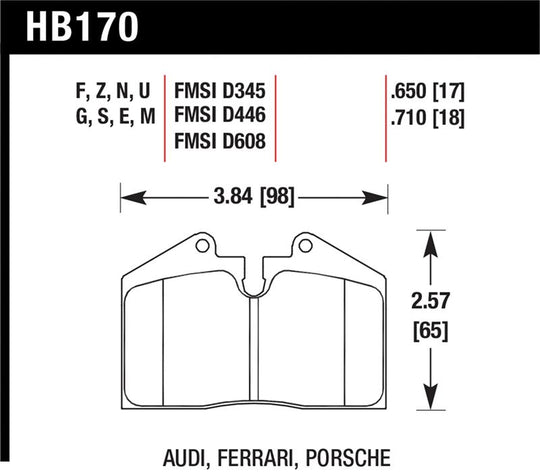 Hawk 79-99 Porsche 911 / 86-95 Porsche 928 / 86-94 Porsche 944 Turbo DTC-60 Race Rear Brake Pads - HB170G.650