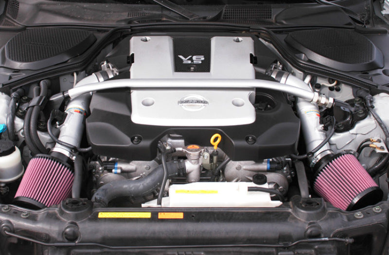 K&N 07-08 350z Dual Silver Typhoon Short Ram Intake - 69-7071TS