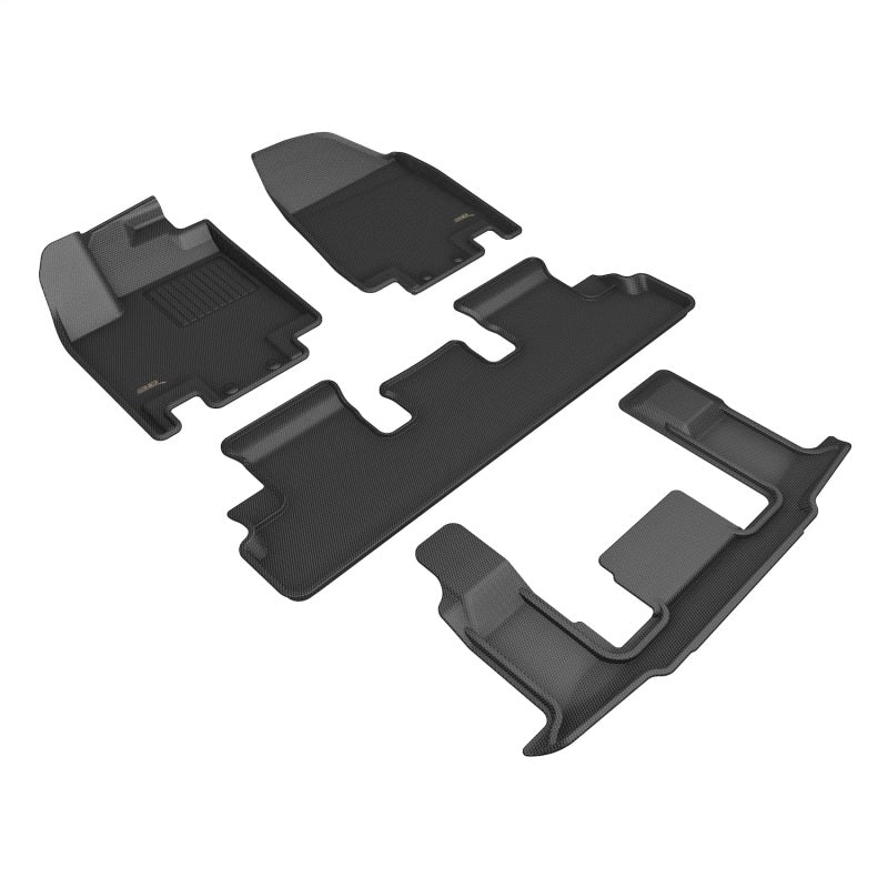 3D MAXpider 22-24 Nissan Pathfinder 7-Seat Kagu Black Floor Mat - Row 1/2/3 - L1NS14901509