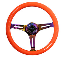 Load image into Gallery viewer, NRG Classic Wood Grain Steering Wheel (350mm) Neon Orange Color w/Neochrome Spokes - ST-015MC-NOR