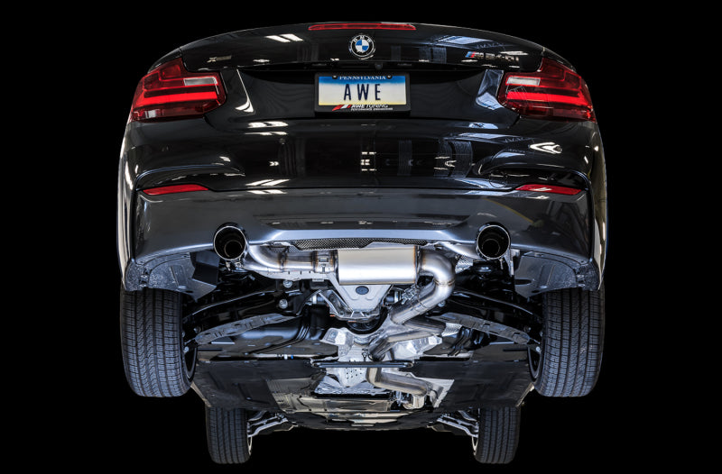 AWE Tuning BMW F22 M235i / M240i Touring Edition Axle-Back Exhaust - Chrome Silver Tips (90mm) - 3010-32028
