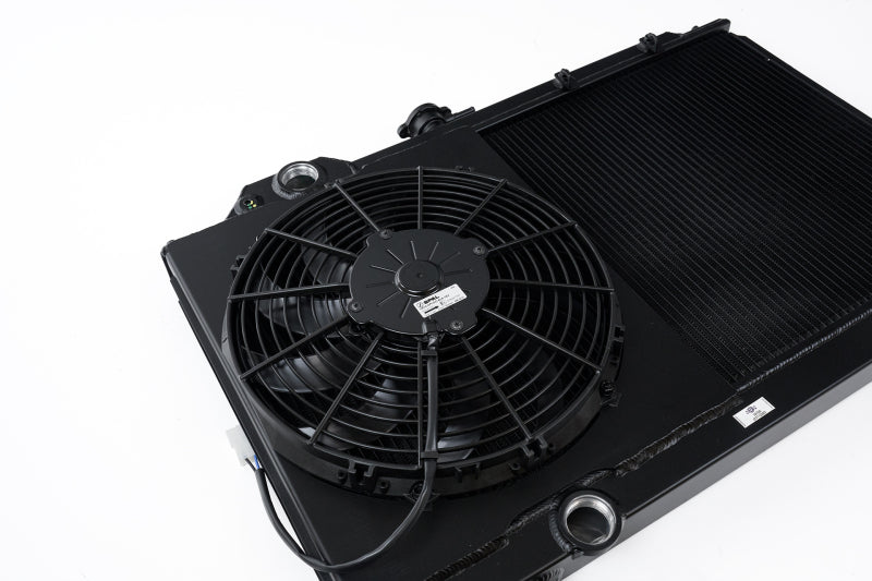 CSF 01-07 Mitsubishi Evo 7/8/9 Full-Slim Radiator w/12in Fan &amp; Shroud/-16AN - Black - 7075B