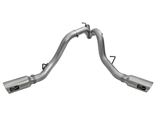 aFe LARGE Bore HD 4in Dual DPF-Back SS Exhaust w/Polished Tip 16-17 GM Diesel Truck V8-6.6L (td) LML - 49-44080-P